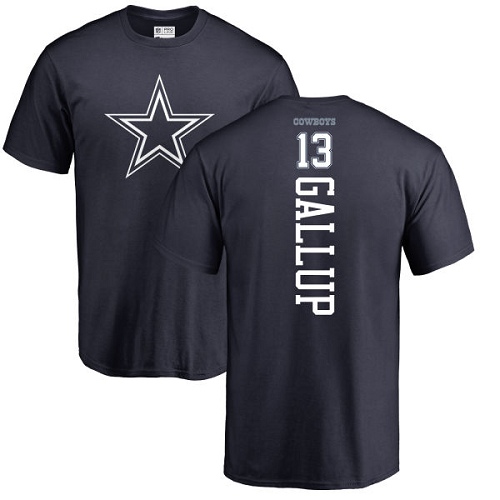 Men Dallas Cowboys Navy Blue Michael Gallup Backer #13 Nike NFL T Shirt->nfl t-shirts->Sports Accessory